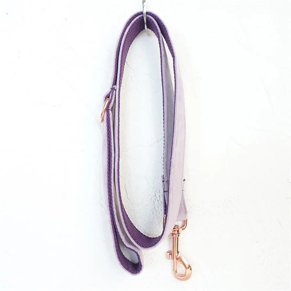 Personalized Dog Collar Custom Pet Collar Free Engraving ID Name Tag Pet Accessory Purple Thick Velvet Puppy Collar Leash