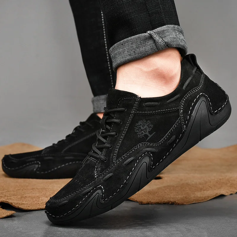 Genuine Leather Octopus Bean Men Loafers Walking Sports Driving Shoes