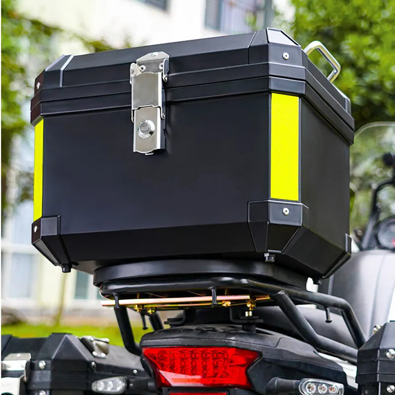 

Motorcycle Top Box Lockable Helmet Luggage Storage Rear Tour Box With Reflective Design Waterproof Storage Carrier Case