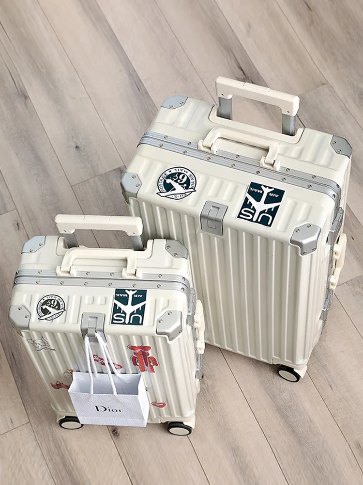 Suitcase Aluminum Frame Luggage for Women 20-Inch Durable Trolley Case Men 24-Inch Travel Boarding Password Suitcase on wheels
