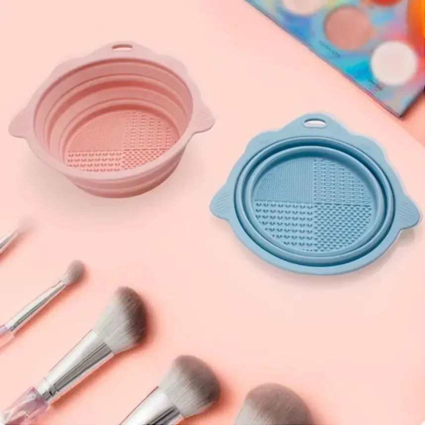 Makeup Brush Cleaner Makeup Tools Beauty Mixing Bowl Beauty Supplies Silicone Makeup Brush Cleaning Bowl Beauty Blender Puff Silicone Washing Pad Foldable Washing Brush Bowl Makeup Tool Kit