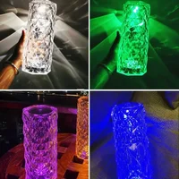 Nordic Crystal Lamp USB Table Lamps Bedroom Touch Dimming Atmosphere Diamond Night Light Rose Projector Lamp Decor 3