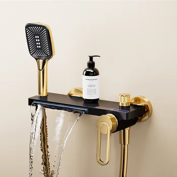 KEMAIDI ก๊อกน้ำอ่างอาบน้ำก๊อกผสมมือจับเดี่ยวพร้อมแท่นฝักบัวมือ น้ำตก อ่างอาบน้ำติดผนัง อ่างเติม 2