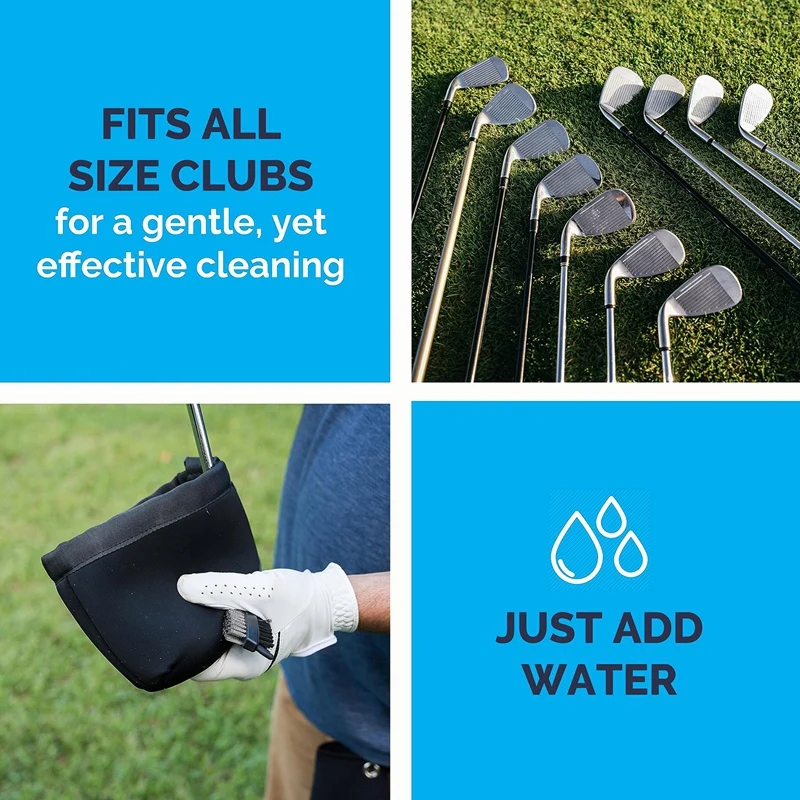 1 Pcs Golf Club Cleaner Bag Golf Ball Bag Golf Ball Wiping With Clip Golf Accessory ,Black 3