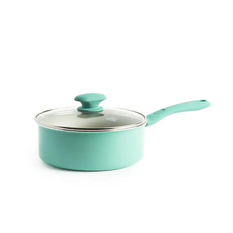 

Ceramic Nonstick Turquoise 2.5 Quart Covered Sauce Pan Cake pan for baking Round cake pan for baking Air fryer liner Air fryer s