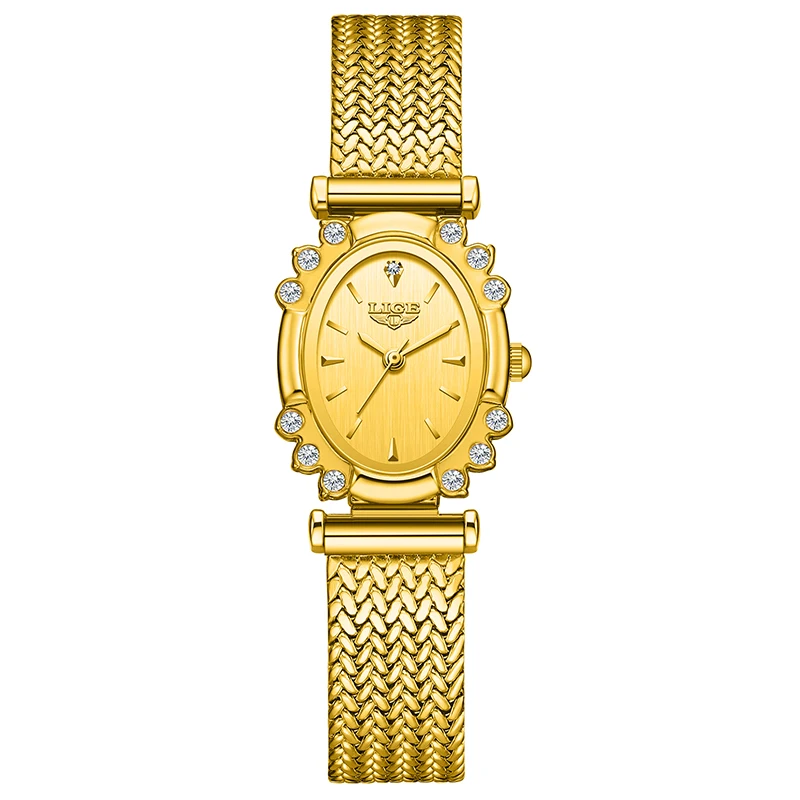LIGE 2025 ساعة مربعة ذهبية جديدة للنساء موضة بسيطة...