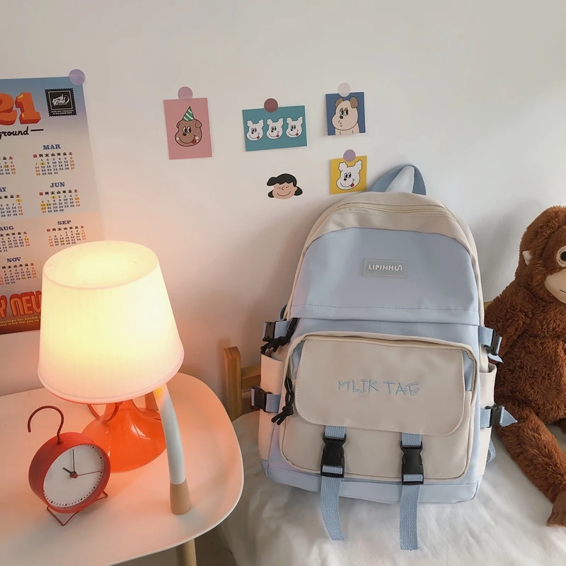 

2023 Women Waterproof Cute Backpack Nylon Female Harajuku School Bag College Lady Kawaii Backpacks Fashion Girl Bags