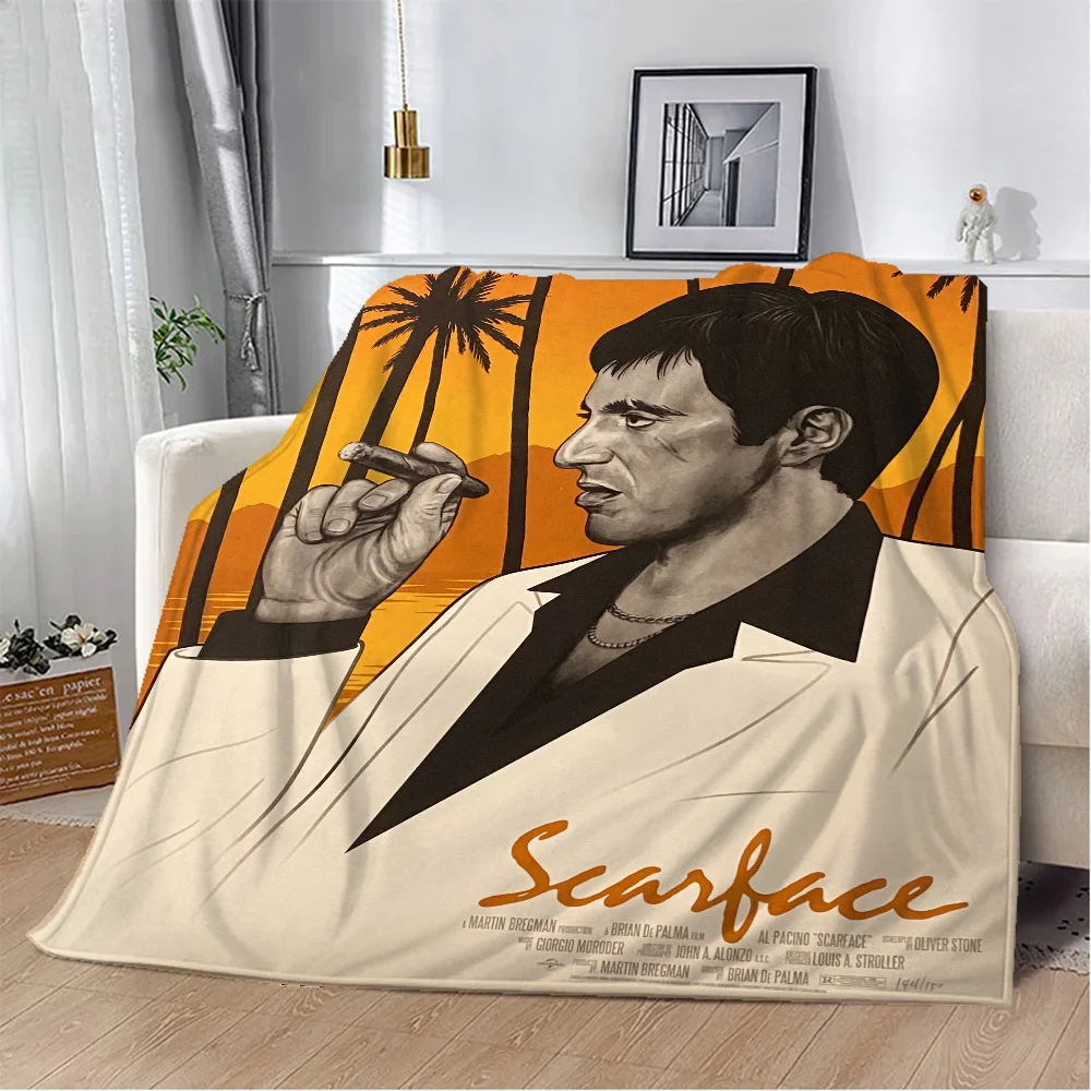 3D Movie Scarface Knee Blanket Throw Bed Blankets & Throws Microfiber Bedding Interior for Home Fluffy Plaid Beach Towel Soft & 2