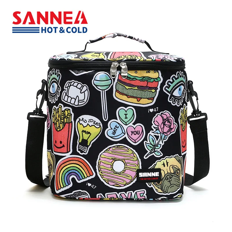 SANNE 7L/ 10L Portable Thermal Insulated Lunch Bag Thickened 600D Waterproof Oxford Cloth Box Cooler Reusable Picnic Bag