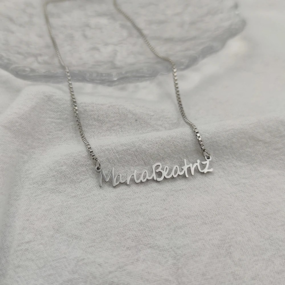 Custom Box Chain Gold Necklace Name 