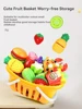 67 PCS Set Kitchen Play House Toys for Kids Simulation Basket Fruit Vegetable Food Cutting Game Montessori Educational Girls Toy 3