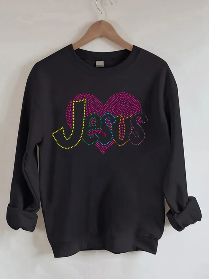 American Plus Size Hoodless Pullover Casual Round Neck Jesus Sweatshirt Autumn Winter Christmas Hoodie Fashion Tops Clothes