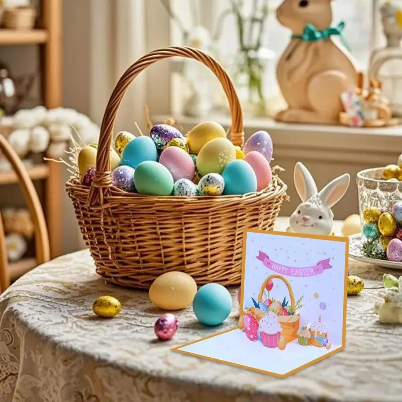 Happy Easter Pop Up Cards 3D Greeting Card Featuring Easter Eggs Celebration Accessories Happy Spring Souvenir Holiday Postcards