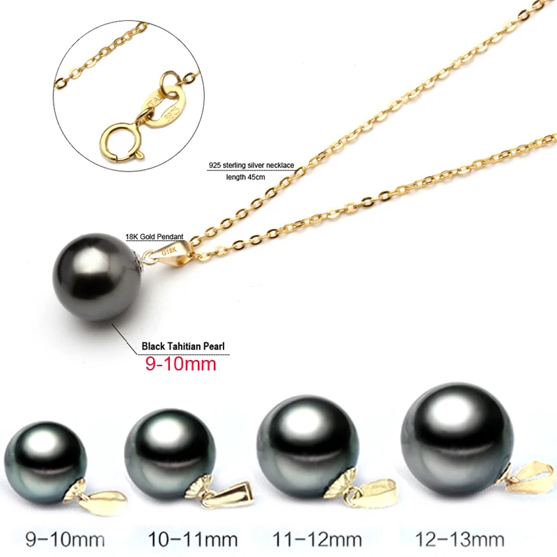 Real Natural Black Pearl Necklace Jewelry,18k Gold Pendant Tahitain Pearl Jewelry For Wife Women Anniversary Gift 5