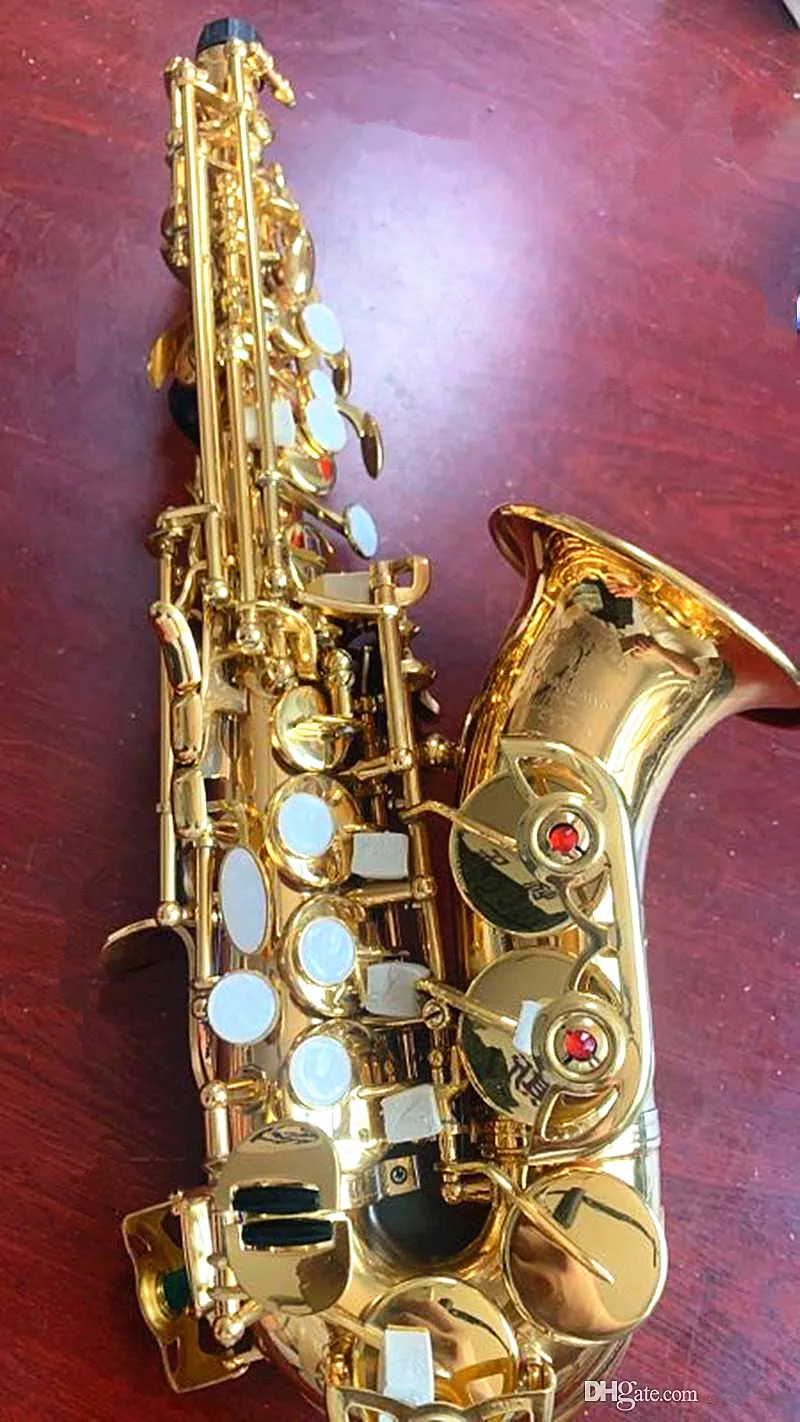 New Soprano Saxophone High Quality Bb Sax Brass Gold Lacquer Performance Musical Instrument With Case