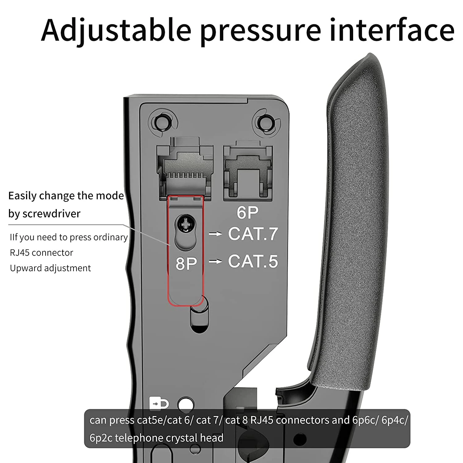 Zoerax Rj45 Ferramenta de Crimpagem Passar Através de Conectores Crimper Cortador de Stripper para Cat7 Cat6 Cat8 Cat6a Cat5e Cat5 8p8c Modular Termina - Imagem 3
