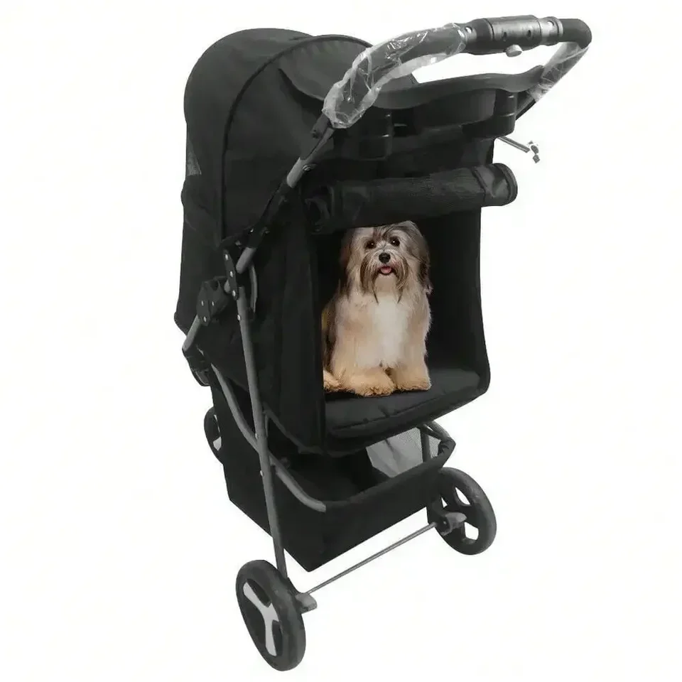 Foldable Pet Stroller with Storage for Dogs