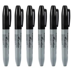 Multi - Pack Fine Tip Permanent Paint Markers - Waterproof & Quick Drying (Black - 6 Pcs)