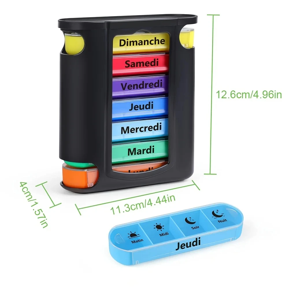 Weekly Pill Organizer with Four Daily Compartments for Simplified Supplement Management
