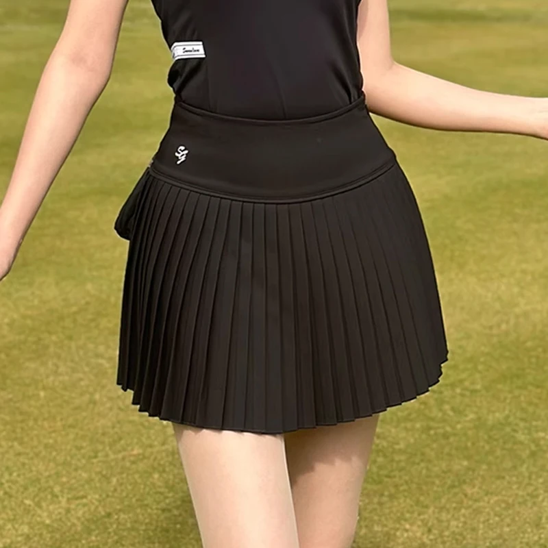 SG new golf tennis pleated skirt ladies breathable quick drying high-waisted skort with safety shorts casual golf clothes