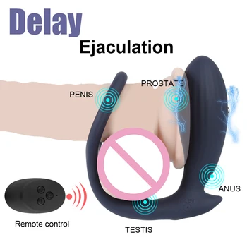 Penis Ring Anal Plug Vibrators for Men 18 Prostate Massager Delay Ejaculation Electric Shock Medical Exerciser Wireless Sex Toys 2