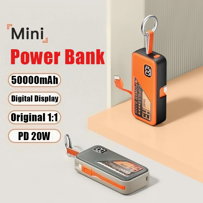 2026 Keychain Digital Display Portable Power Bank Comes With Cable Fast Charging Battery Charger Cases For IPhone Samsung Xiaomi_voghion.com