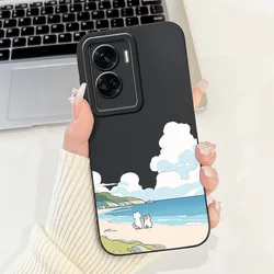 Shockproof Soft Liquid Silicone Phone Case with Popular Flower Design for Honor 90 Lite (Capa-U62)