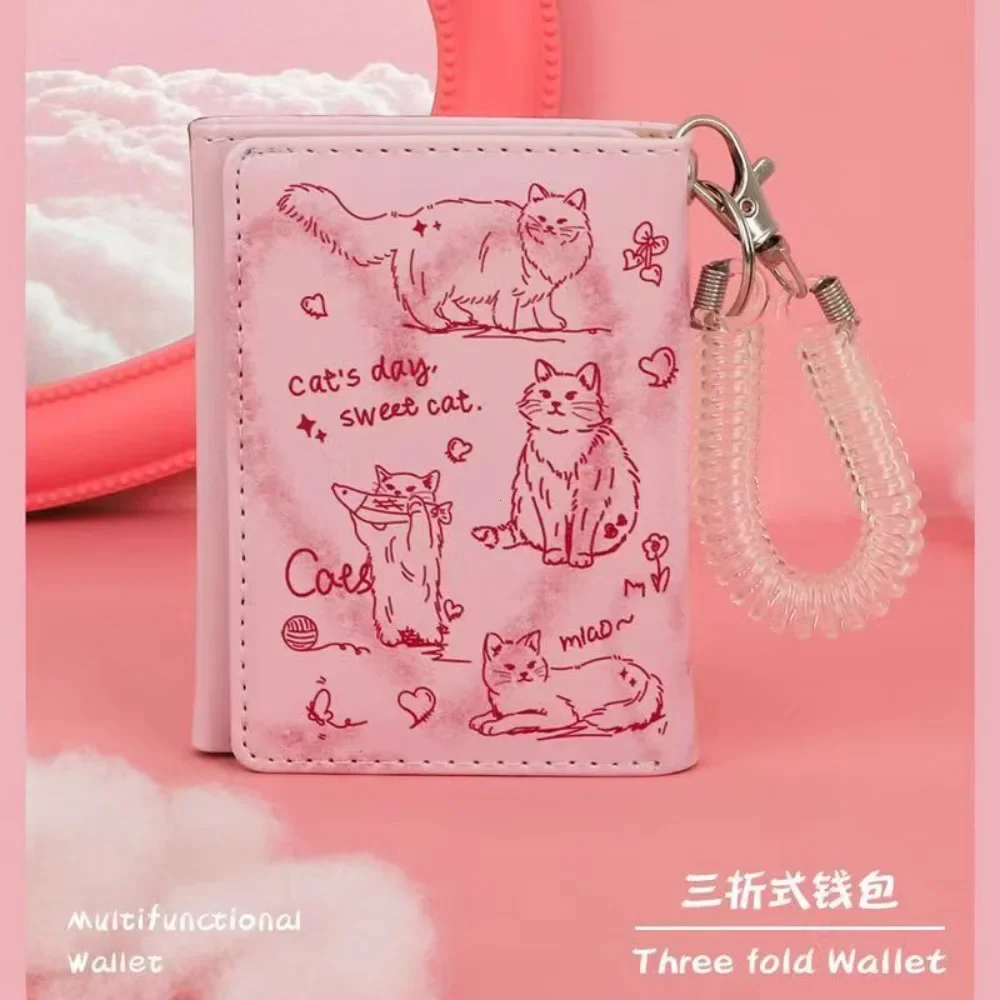 2025 New Women Wallets Female Leather Purses Card Holders Graffiti Cat Portable Coin Purse Large Capacity Money Bag Cute Wallet 2