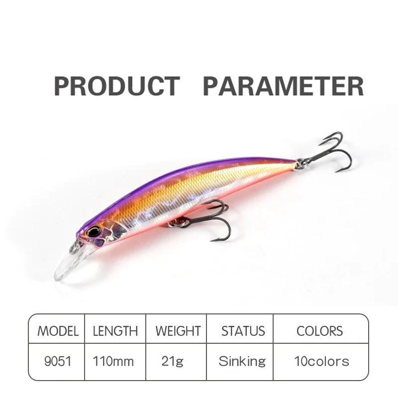 Minnow-señuelo de Pesca de lubina, Wobbler de hundimiento largo, 9,5 cm, 15g, Ryuki 95S