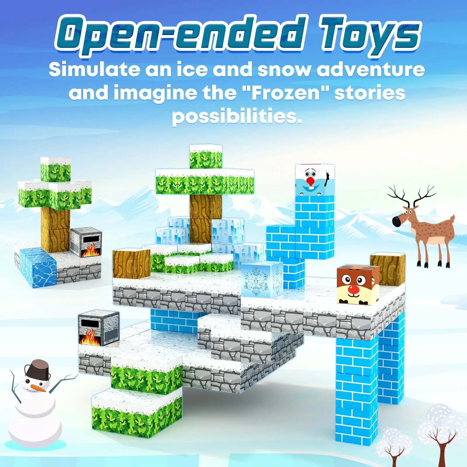 Magnetic Building Blocks Magnetic Assembly Toy Magnetic Blocks-Build Mine Magnet World Frozen Edtion Toys for Girls Age 3+ Princess Castle STEM Sensory Kids Games for Gifts
