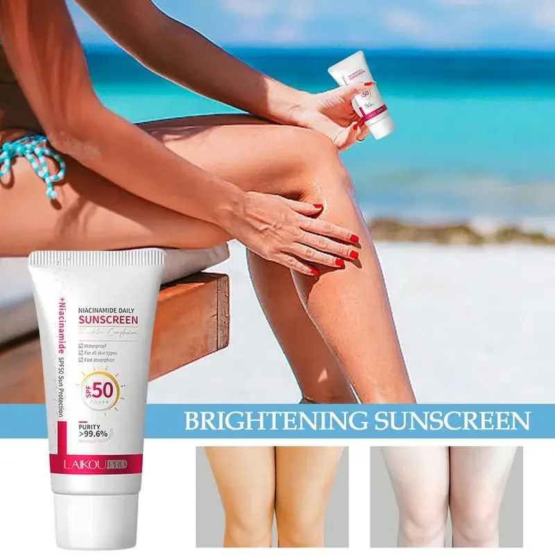 LAIKOU Niacinamide Sunscreen Facial Body Solar Sun Blocker SPF50+ Refreshing Waterproof UV Concealer Moisturizing Brightening