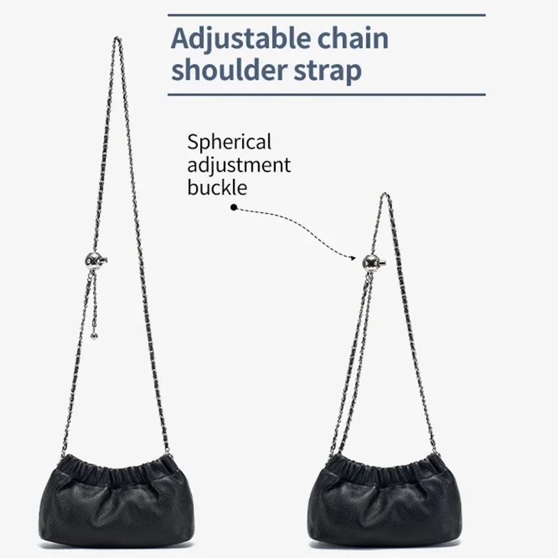 Women's Crossbody Bag Purse Soft Cloud Bag Fashion Dumpling One-shoulder Tote Bag Pleated Pouch Genuine Leather Bags for Women