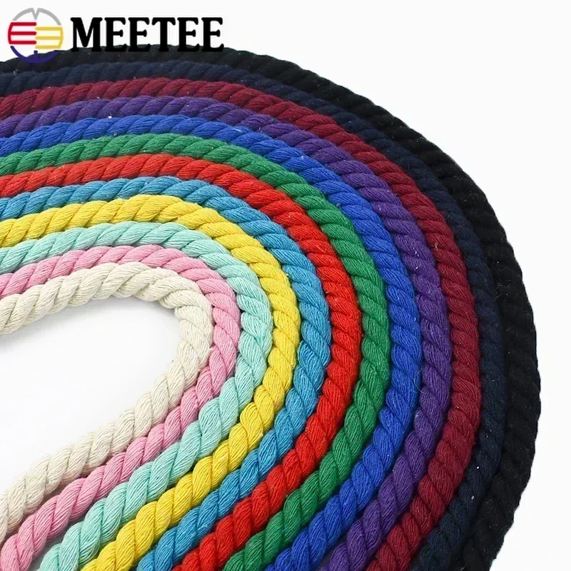 Cotton Ropes For Bag 3 Shares Twisted Cords Handbag Drawstring Rope Cord Handmade DIY Sewing Accessories 2/5/10M 10mm