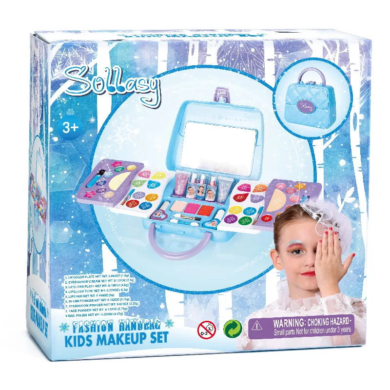 Kids Cosmetics Toy Set Washable Girl Makeup Toy Game Set Box Princess Gift Children'S Lipstick Eye Shadow Makeup Box Set 6