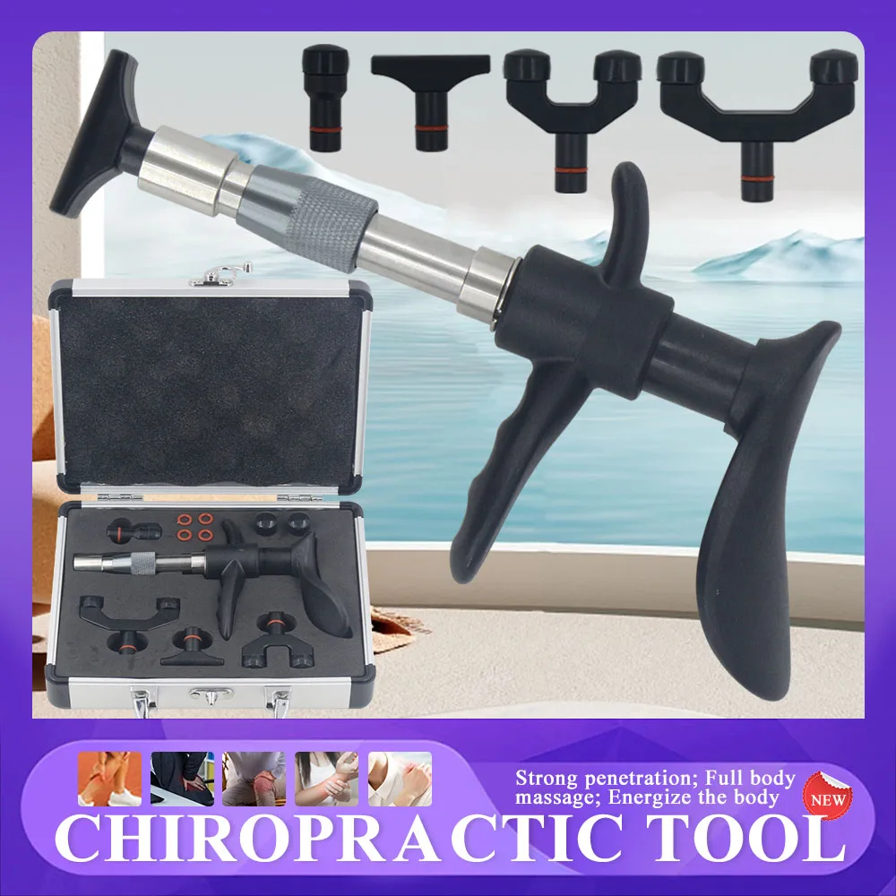 

300N Chiropractic Adjustment Tools Manual Gun New Spine Therapy Joint Pain Adjust Vertebration Tools 4 Head Portable Massager