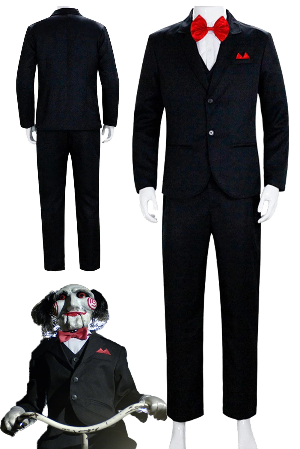 

Jigsaw Killer Cosplay Fantasy Horror Movie Saw Costume Set Halloween Carnival Suit For Disguise Male Men Adult