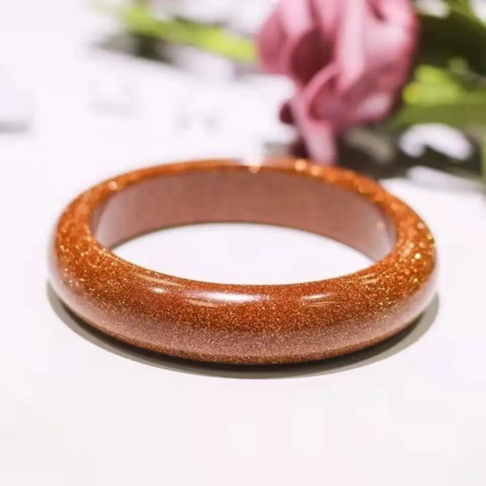 

Lucky Golden Sands Wishing Jade Stone Bracelets High-end Gifts Jewelry Accessories Elegance Bangle
