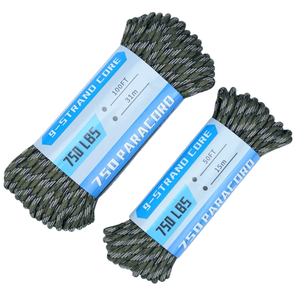 Durable Nylon 9-Core Military-Grade Paracord Rope for Outdoor and DIY Projects