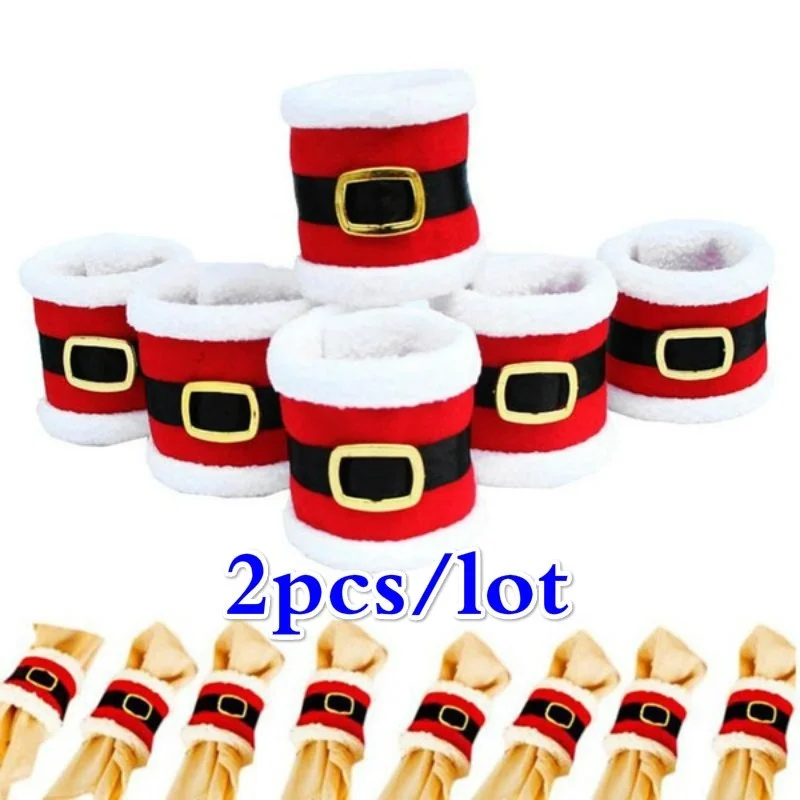 

2Pcs/lot Santa Clothes Napkin Ring Xmas Towel Holder Circles Christmas Dinner Party Table Decor Kitchen Decorations for Home