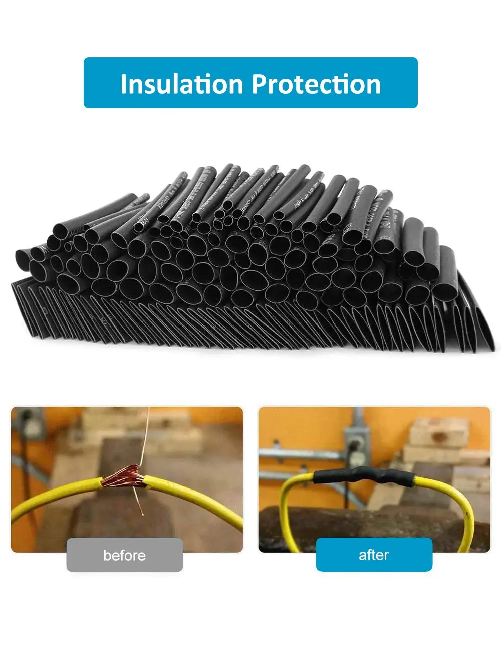 625pcs 2:1 Black + 625pcs 2:1 Clear Heat Shrink Tubing Kit 2 Sets Wire Cable Sleeve Tube Assortment heat shrink tubing heat shrink tube heat shrink tube kit heat shrink cable sleeve