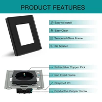 BSEED EU มาตรฐานซ็อกเก็ตไฟฟ้าผนัง Type-C ปลั๊กไฟผนัง USB ชาร์จพอร์ตแผงกระจกเด็กป้องกัน 16A 4