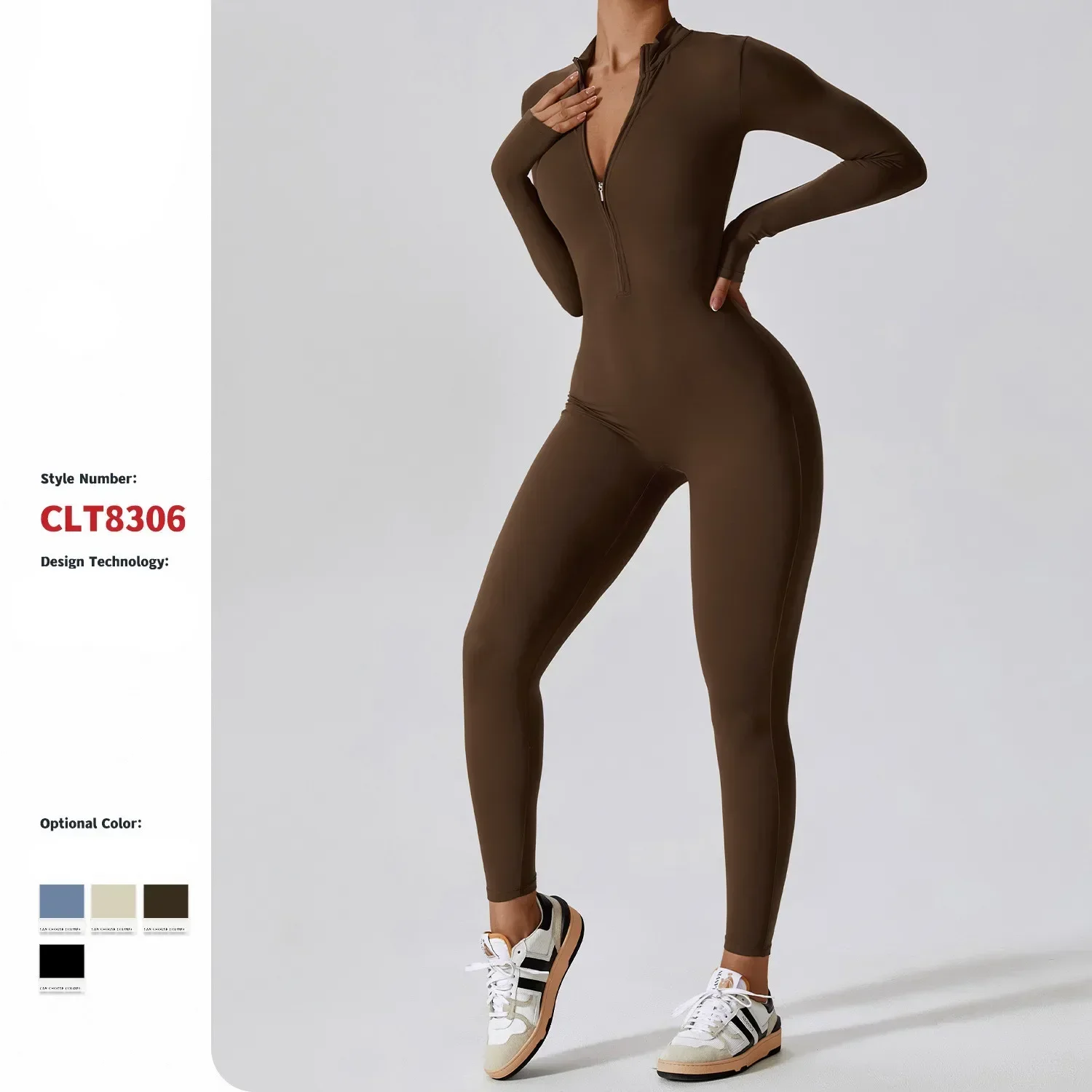 Yoga Jumpsuit Yoga Jumpsuit Women Seamless Sports Zipper Jumpsuit Set Gym Long Sleeve Fitness Suit Elastic Gym Workout Bodysuit Athletic Wear
