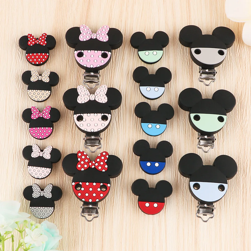 Kovict 3-5Pcs Silicone Beads Clips Cartoon Mouse Bead For Jewelry Making DIY Baby Pacifier Chain Keychain Necklace Accessories
