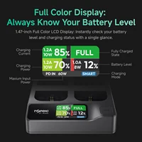 ACCSOON 4 Slot Battery Fast 10W-40W Charger For LP-E6 Canon EOS 5D Mark II Mark III Mark IV 5D SR 60D 60Da 6D 70D 7D R5 R6 4