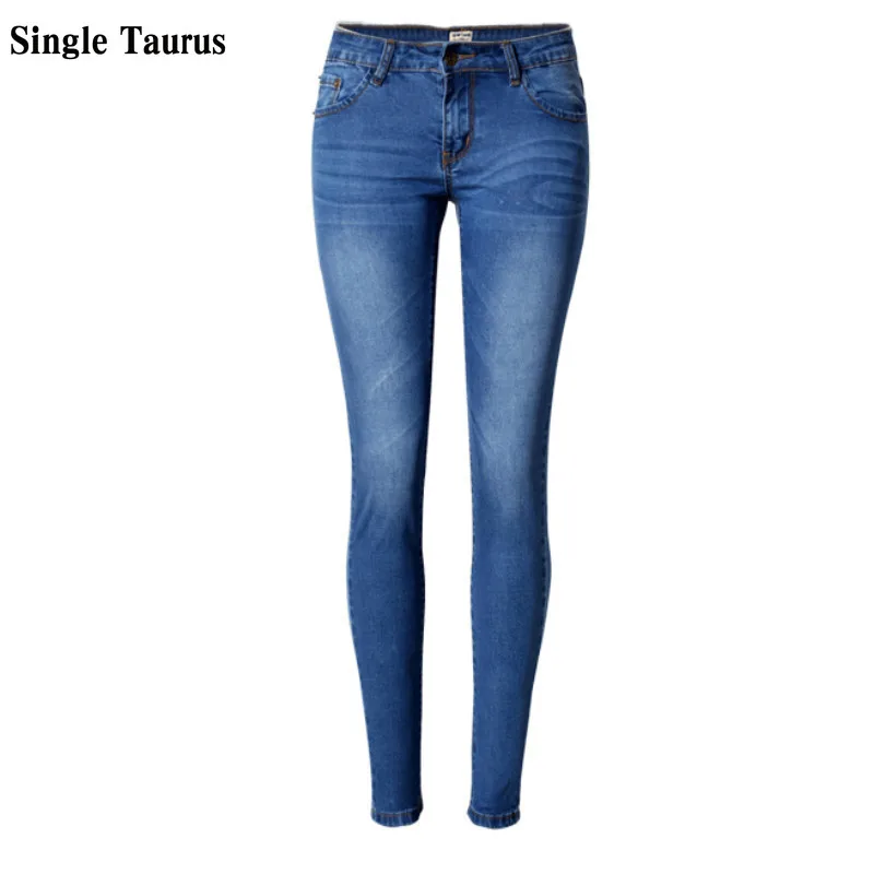 

Low Waist Elasticity Skinny Jeans Femme Classic Vintage Bleached Plus Size Push Up Jean Women Fashion Blue Pencil Demin Pants