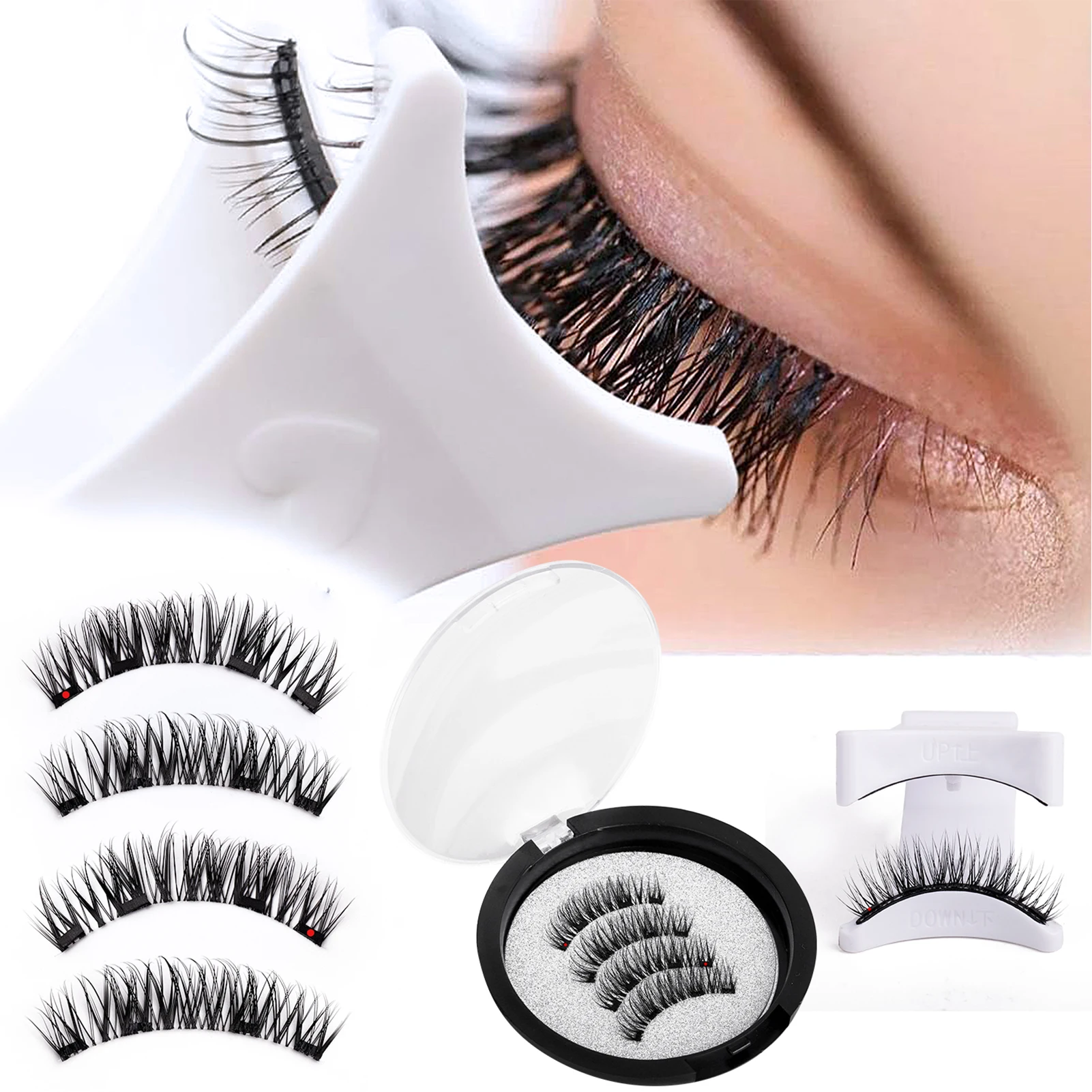 Fake Eyelashes Magnetic Eyelashes Set Reusable Lashes Natural look False Eyelash Extensions Curly Cluster Long Little Devil Lash Supplies
