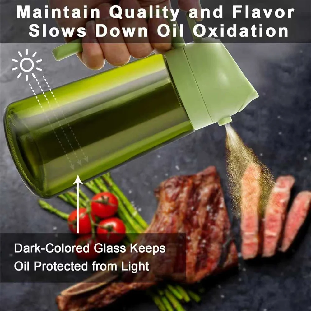 Transparent glass oil bottle for kitchen counter