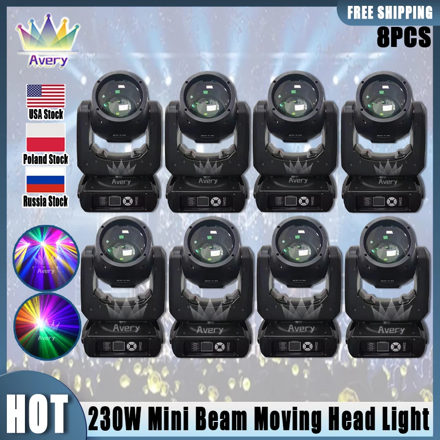 0 Tax 8Pcs Mini Beam 7R 230W Moving Head Beam Sharpy Beam Key Model Lybe Per Dj Disco Stage Beam Light Nightclub