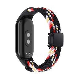 Braided Nylon Elastic Weave Smart Watch Band Strap in Multicolor - Miband 4 3 (CBlack rainbow)