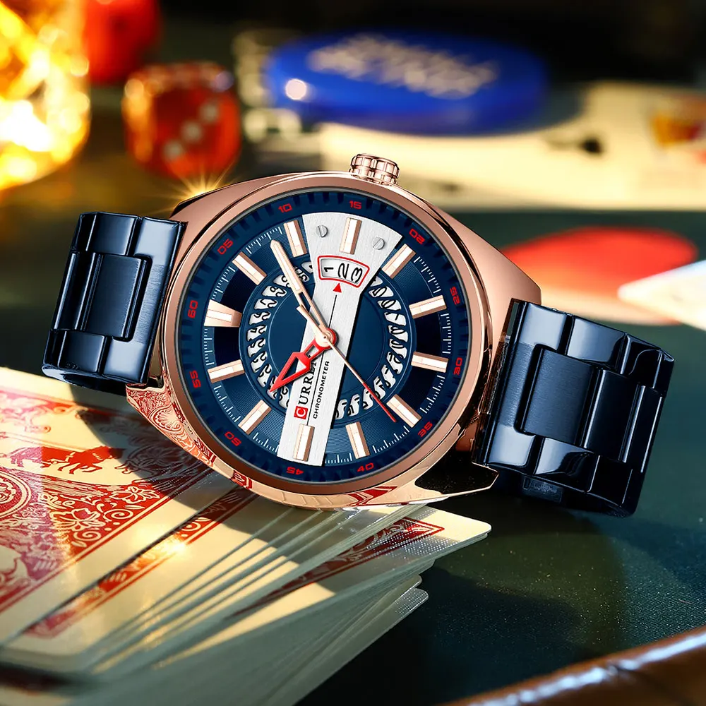 CURREN herenmode luxe roestvrijstalen horloge casual zakelijk quartz horloge waterdicht lichtgevende datumklok_voghion.com